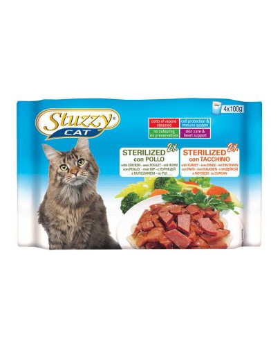 STUZZY Multipack 2 X Sterilized Kuřecí I 2 X Sterilized Krůtí (100G X4)