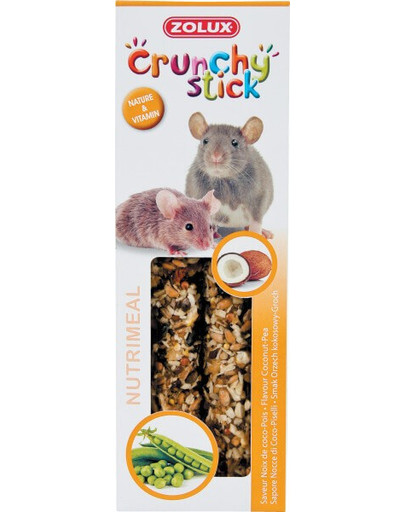 ZOLUX Crunchy Stick Potkan/Myš kokosový ořech a hrášek 115 g