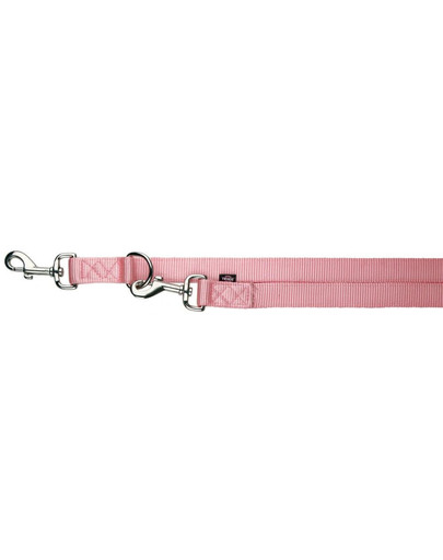 TRIXIE vodítko regulovatelné dvojité Premium, XS–S: 2.00 M/15 mm, růžové