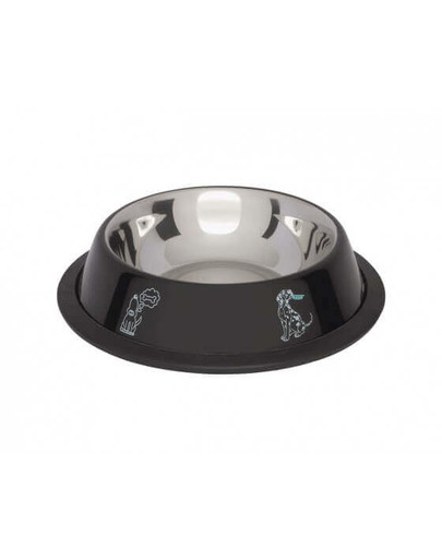 LOLO PETS Miska Na Gumie Malowana Czarna 0,7 L