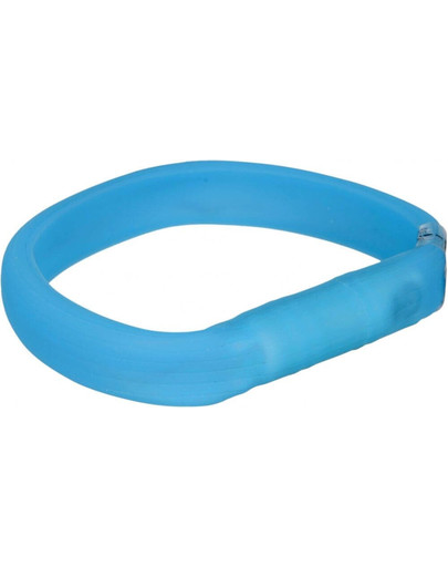 TRIXIE USB Flash svítící obojek pro dlouhosrsté psy M–L: 50 cm/30 mm, nebesky modrý