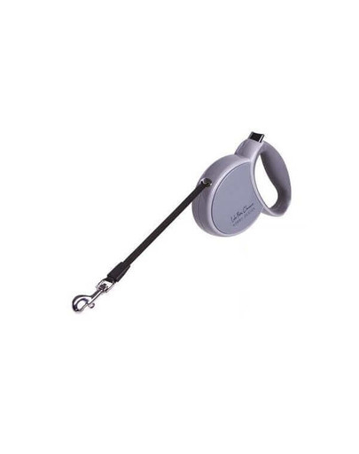 LOLO PETS Smycz Automatyczna 4 M, 30 kg, Taśma M, Szara, Rączka Szara