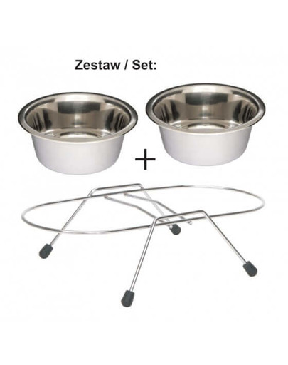 LOLO PETS Stojak Z Miskami 1,8L Chromowany