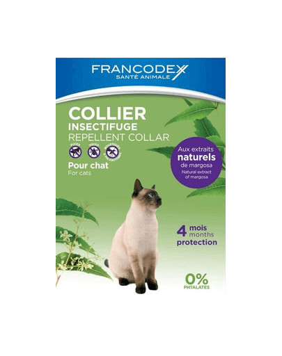 FRANCODEX Obojek pro kočky repelent - 4 měsíce ochrany