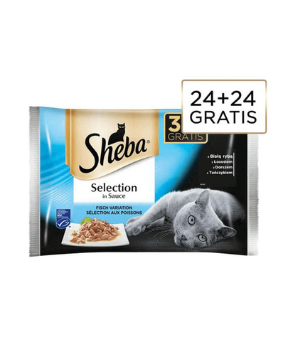 SHEBA Rybne Smaki 24 saszetki + 24 GRATIS!