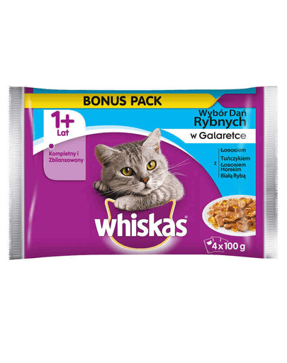 WHISKAS Rybí výběr v želé 4pack 100 g x 4