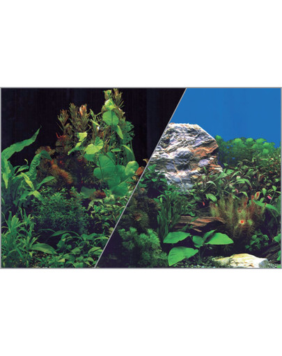 ZOLUX Pozadí do akvária oboustranné 30 cm x 15 m Rostliny černé / Rostliny nebesky modré