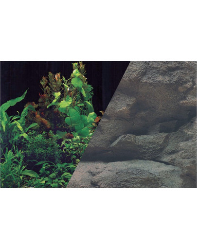ZOLUX Pozadí do akvária oboustranné 60 x 120 cm Rostliny černé/Skála