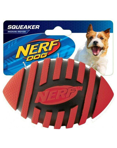 NERF Spirálový  pískací míč rugby S červený/zelený