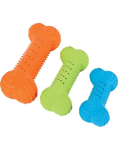 ZOLUX Hračka pes kost gumová praskací M 14 cm mix barev