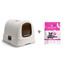 CURVER Toaleta pro kočky béžová + ARISTOCAT Silikonová podestýlka PREMIUM pro kočky 3,8 l neparfémovaná