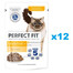 PERFECT FIT Sensitive 1+ 12 kapsiček s kompletním mokrým krmivem pro dospělé kočky s kuřecím masem v omáčce po 85 g