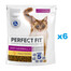 PERFECT FIT Antihairball 1+ 6x750 g Kompletní krmivo pro dospělé kočky, bohaté na kuřecí maso