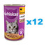 WHISKAS Adult konzerva 12x400 g kompletní mokré krmivo pro dospělé kočky, kousky s kuřecím masem v želé