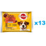 PEDIGREE Adult Selection of Arrows in rosol 52x100g krmivo pro dospělé psy, kousky bohaté na kuřecí maso a směs jehněčího a jater