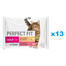 PERFECT FIT Adult 52x85g kapsiček krmiva pro kočky v omáčce s kuřecím masem a hráškem, s hovězím masem a mrkví